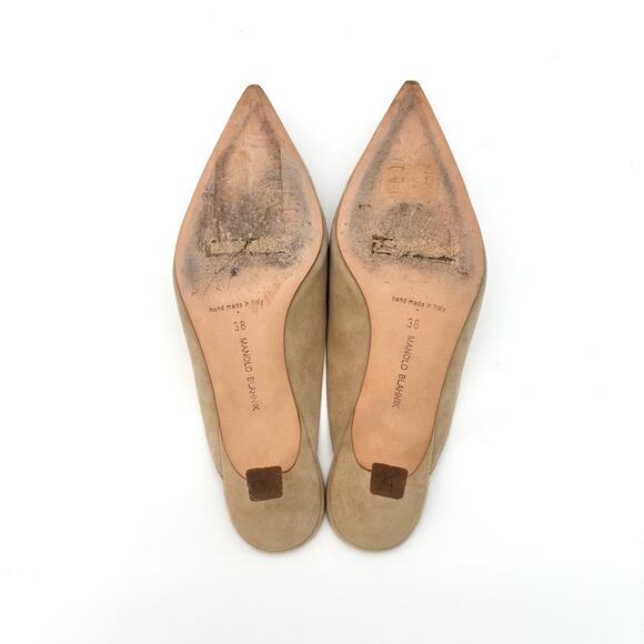 Manolo Blahnik Ornella Floral Embroidered Suede Slip On Kitten Heel Mules 38 - Picture 9 of 10